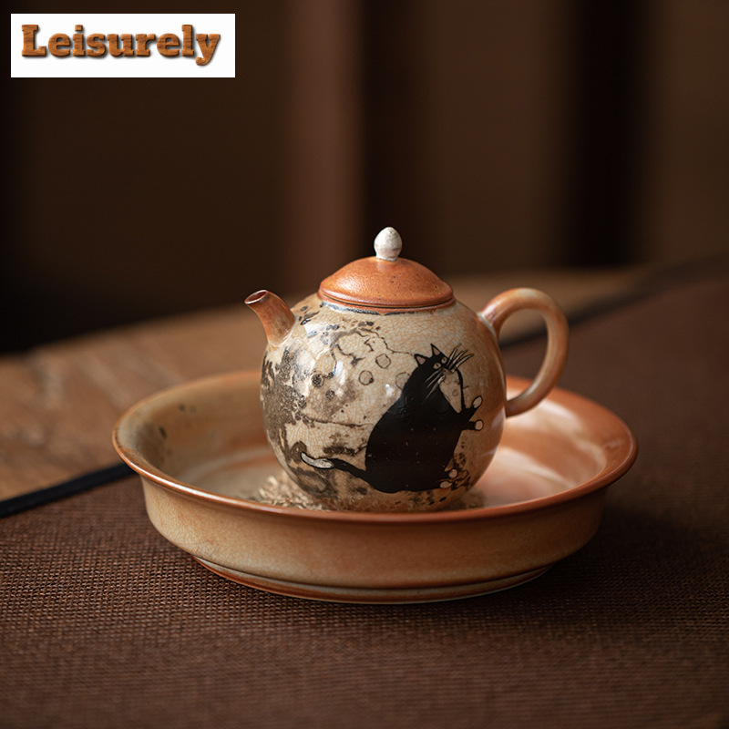 Chamomile Tea - กาน้ำชาแมวทาสีด้วยมือขนาด100มล. หม้อกรองเงินย้อนหลังหม้อทับทิมถ้วยชงชากาต้มน้ำกังฟูชาอุปกรณ์ร้านกาแฟเครื่องประดับ