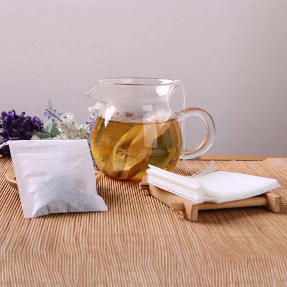 Herbal Tea - ถุงชาแบบใช้แล้วทิ้ง 300 ชิ้น พร้อมเชือกรูด ถุงกรองชาสมุนไพรแบบใบหลวม เกรดอาหาร