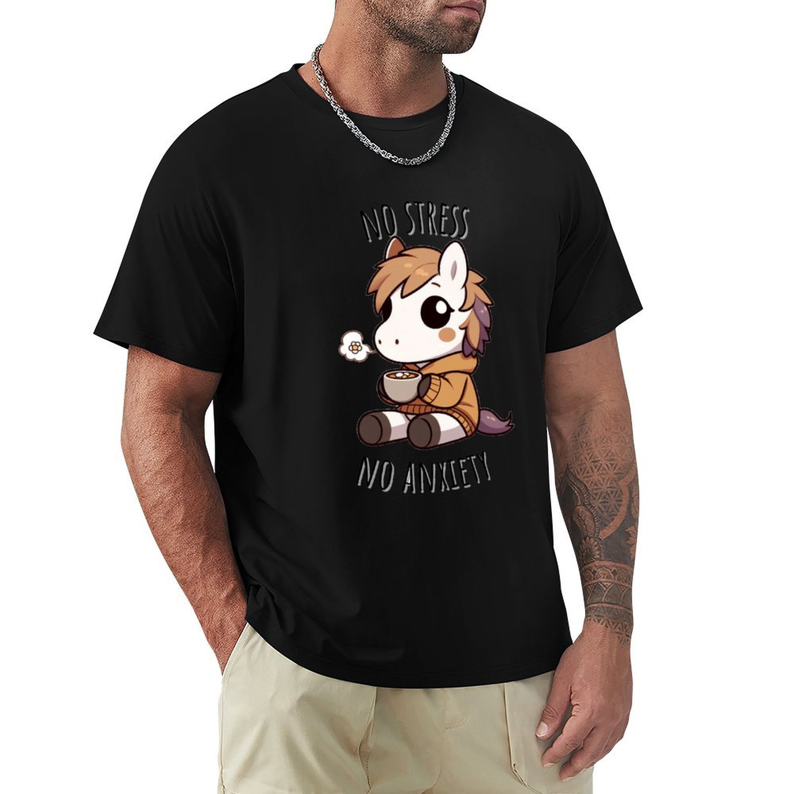 Chamomile Tea - เสื้อยืดลายชาโมมิลล์และม้า สไตล์สตรีทแฟชั่นลำลอง