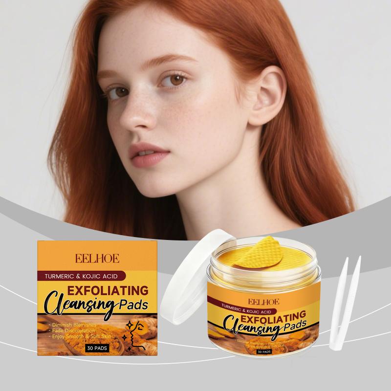 Turmeric - แผ่นทำความสะอาดผิวหน้าด้วยขมิ้นและโคจิก แอซิด ช่วยผลัดเซลล์ผิวอย่างอ่อนโยน ทำความสะอาดล้ำลึก ช่วยให้ผิวขาวกระจ่างใส ลดเลือนจุดด่างดำ